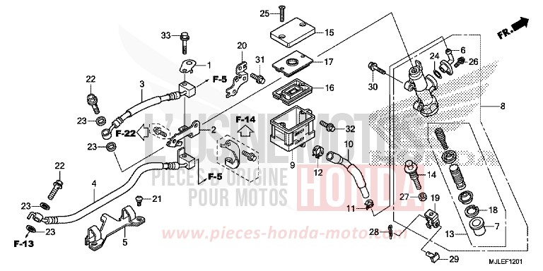 REAR BRAKE MASTER CYLINDER (NC700SD/750SD/750SA) de NC700S DCT SEAL SILVER METALLIC (NHA14) 2014